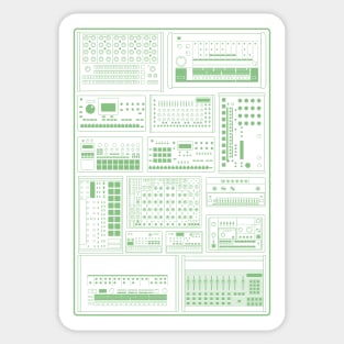 Electronic Musician Drum Machines Synth Collection Green Sticker